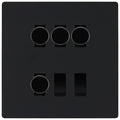 BG Evolve Matt Black 6 Gang Switch 4x Trailing Edge LED Dimmer 2x 2Way Custom Grid Switch