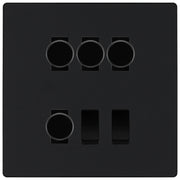BG Evolve Matt Black 6 Gang Switch 4x Trailing Edge LED Dimmer 2x 2Way Custom Grid Switch by British General (BG-Evolve-MB-6G-CUSTOM-4x-Dimmer-2x-2WAY)