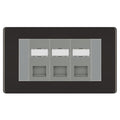 BG Screwless Black Nickel 3 Gang RJ45 CAT6 Data Socket Grey Inserts