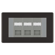 BG Screwless Black Nickel 3 Gang RJ45 CAT6 Data Socket Grey Inserts by British General (BG-FBNRJ453C5EG)