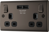 BG NBN22U3B Nexus Metal Black Nickel 2 Gang 13A 2x USB-A 3.1A Switched Socket by British General (BG-NBN22U3B-Shopify-SA_1)