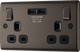 BG NBN22U3B Nexus Metal Black Nickel 2 Gang 13A 2x USB-A 3.1A Switched Socket