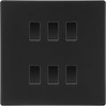 BG Matt Black Screwless 6 Gang Intermediate Light Switch Custom Grid + Back Box