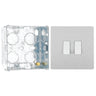 BG Evolve Brushed Steel 2 Gang 20A 16AX 2 Way Light Switch PCDBS42W with 35mm Steel Back Box