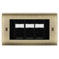 BG Nexus Antique Brass 3 Gang RJ45 Cat5e Data Socket Black Inserts\
