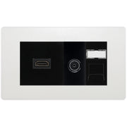BG Evolve Media Wall Plate — TV Aerial, HDMI & CAT6 | Pearlescent White Screwless by British General