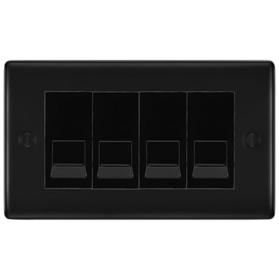 BG Nexus Matt Black 4 Gang RJ11 Telephone Socket Euro Module - Black Insert by British General (BG-NFBRJ114B)