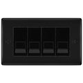 BG Nexus Matt Black 4 Gang RJ11 Telephone Socket Euro Module - Black Insert