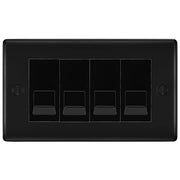 BG Nexus Matt Black 4 Gang RJ11 Telephone Socket Euro Module - Black Insert by British General (BG-NFBRJ114B)