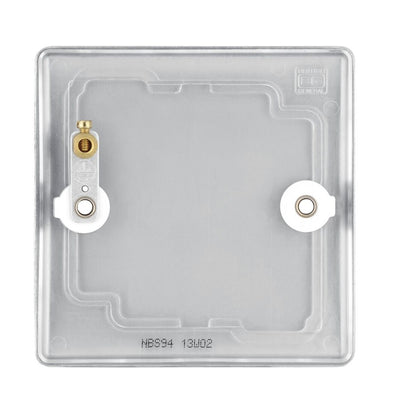 BG Nexus Brushed Steel Single Blanking Plate with Surface Pattress Back Box
