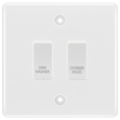 BG White Moulded 2 Gang Custom Labelled Appliance Grid Switch by British General (BG-Nexus-White-Moulded-2G-Appliance)