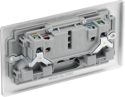 BG NBS22G 5 Pack Nexus Metal Brushed Steel 2 Gang 13A Switched Socket - Grey Ins by British General (BG-NBS22G-Shopify-SA-5a)