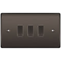 BG Black Nickel 3 Gang light Switch in Double Format Custom Grid Mirror