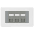 BG White Moulded 3 Gang RJ45 CAT6 Data Socket Grey Inserts
