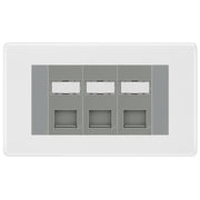 BG White Moulded 3 Gang RJ45 CAT6 Data Socket Grey Inserts by BG Nexus (BG-NWMRJ453C5EG)