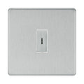 BG Screwless Brushed Steel 1 Gang 20 Amp Double Pole Secret Key Grid Switch