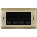 BG Nexus Antique Brass 4 Gang IDC Secondary Telephone Socket - Black Insert