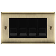 BG Nexus Antique Brass 4 Gang IDC Secondary Telephone Socket - Black Insert by British General (BG-NABBTS4B)