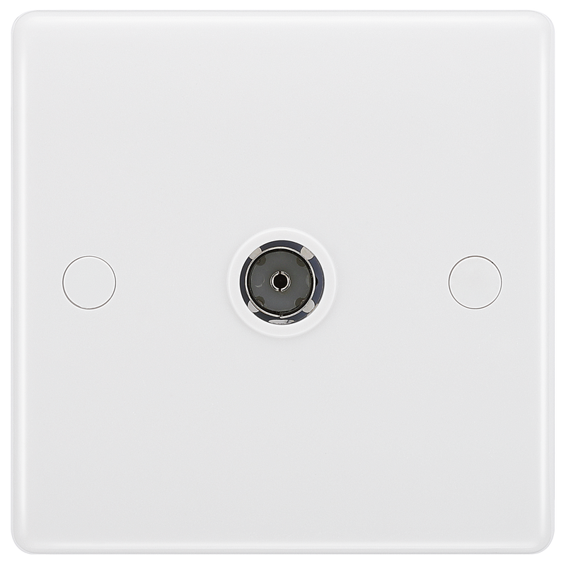 BG 860 Moulded Round Edge | White | 1 Gang Co-Axial TV Socket Outlet
