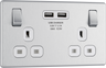 BG Electrical FBS22U3W Nexus Screwless Flat-Plate Double Switched Plug Socket Brushed Steel White Insert 2 USB 3.1A by British General (BG-FBS22U3W-Shopify-SA_1)