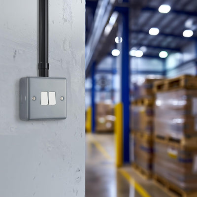 BG MC542 Metal Clad 20A 16AX 2 Way Double Light Switch by British General (BG-MC542)
