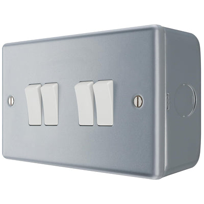 BG MC544 Metal Clad 20A 16AX 2 Way Quadruple Light Switch by British General (BG-MC544)