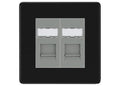 BG Screwless Matt Black 2 Gang RJ45 Data Socket FFBRJ452G Grey Inserts