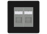 BG Screwless Matt Black 2 Gang RJ45 Data Socket FFBRJ452G Grey Inserts by British General (BG-FFBRJ452G)