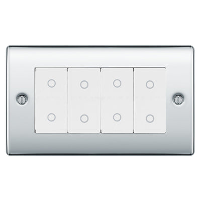 BG Nexus Polished Chrome Quad Master Touch Dimmer Switch White Inserts NPCTDM4W by British General (BG-NPCTDM4W)