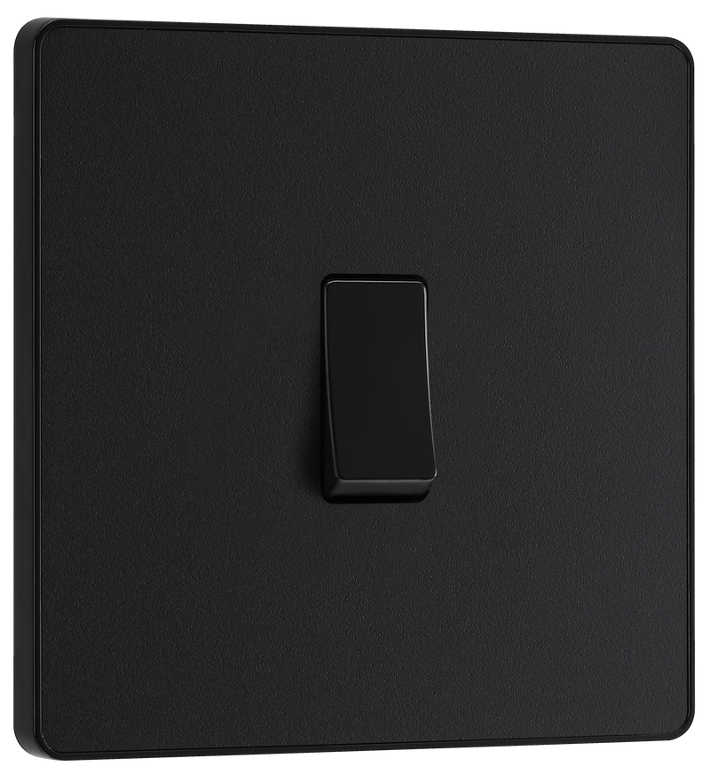 BG Evolve PCDMB12B Matt Black 1 Gang 20A 16AX 2 Way Light Switch-Black Insert