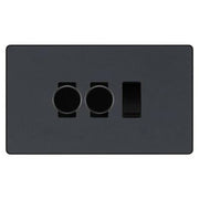 BG Evolve Matt Grey 3 Gang Switch 2x Trailing Edge LED Dimmer 1x Intermediate Custom Grid Switch by British General (BG-Evolve-MG-3G-CUSTOM-2x-Dimmer-1x-INT)