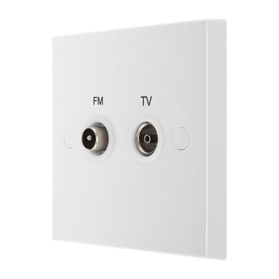 BG 966 Moulded Square Edge | White | 2 Gang Diplex TV and FM Socket by British General (BG-966)