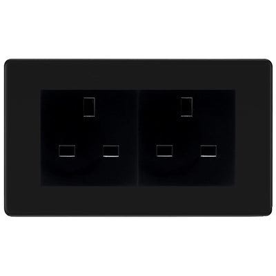 BG Screwless Matt Black 4 Gang 13A Unswitched Socket - FFB4GUSSB by British General (BG-FFB4GUSSB)