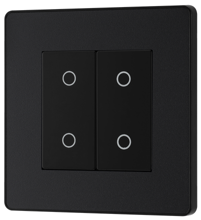 BG Evolve PCDMBTDM2B Matt Black 2 Gang 200W Edge Dimmer-Black Insert