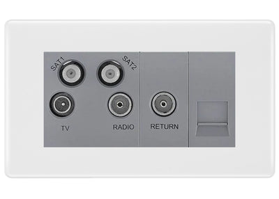 BG White Moulded Quadplex Combination TV Socket NWM69G by British General (BG-NWM69G)