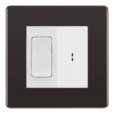 BG Screwless Black Nickel 20A Secret Key Switch with 20A Double Pole Switch - White Insert