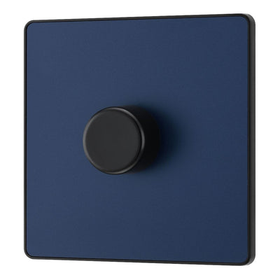 BG PCDDB81B Matt Blue Evolve 1 Gang 200W Intelligent Trailing Edge Dimmer Switch - Black Insert