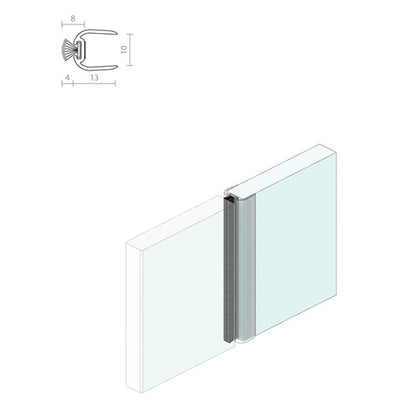 Other Door Hardware: Raven RP103 / 104 - Glass Door Weather Seal 10mm thick glass by Astroflame (Astro-ADRP103)