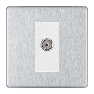 BG Screwless Brushed Steel Co-axial Socket FBS60W by BG Nexus (BG-FBS60W)