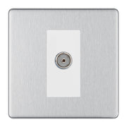 BG Screwless Brushed Steel Co-axial Socket FBS60W by BG Nexus (BG-FBS60W)