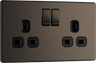 Newlec British General FBN22B Nexus Flatplate Screwless Black Nickel 2 Gang 13A 2 Pole Switched Socket by Newlec (Newlec-BG-FBN22B-Shopify_1)