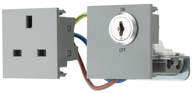 BG EMKYSWSG Euro Module 13A DP Key Controlled Switched Socket - Grey