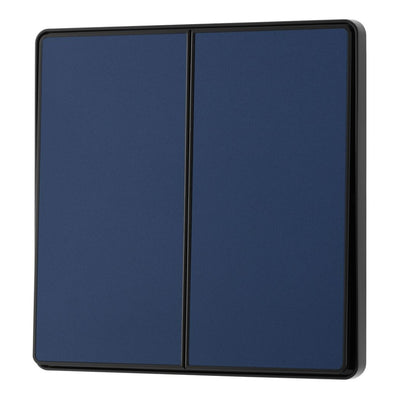 BG Evolve Matt Blue 2 Way Double Edge to Edge Rocker Switch PCDDB42EB with 35mm Steel Back Box