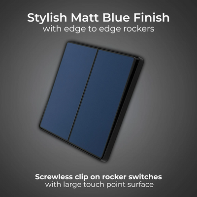 BG Evolve Matt Blue 2 Gang 2-Way 20A Edge to Edge Rocker Light Switch | PCDDB42EB by British General (BG-PCDDB42EB)