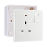 BG Nexus 13A 1 Pole Neon Switched Socket White & 32mm Pattress Back Box by British General (BG-825+891)