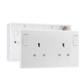 BG Nexus 13A DP Double Socket + Outboard Rockers White & 32mm Pattress Back Box