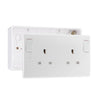 BG Nexus 13A DP Double Socket + Outboard Rockers White & 32mm Pattress Back Box by British General (BG-822DPOB+892)