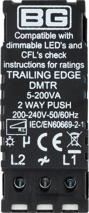 BG DMTR Trailing Edge LED Dimmer Module 2 Way Push On/Off Replacement Module
