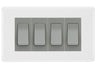 BG White Moulded 4-Gang Light Switch 1x 2-Way + 3x Intermediate – Grey Inserts by British General (BG-Nexus-WM-4G-Combo-3x INT-1x 2WAY-GR)