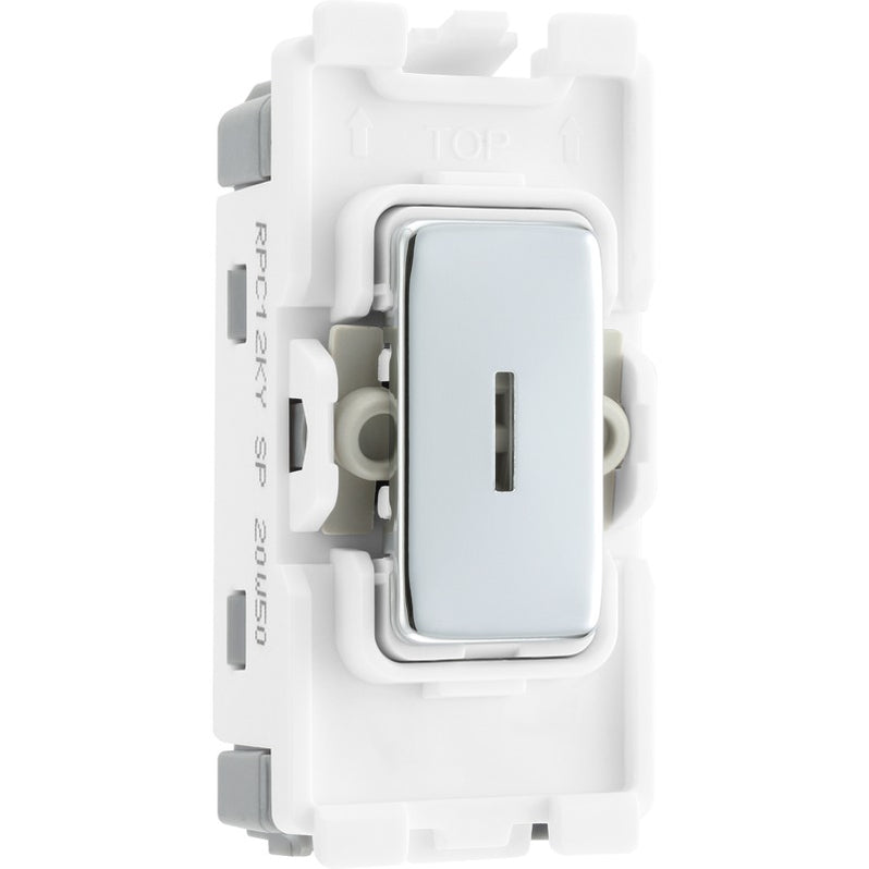 BG RPC12KY Nexus Grid Polished Chrome 20AX 2 Way 1 Pole Key Switch Module